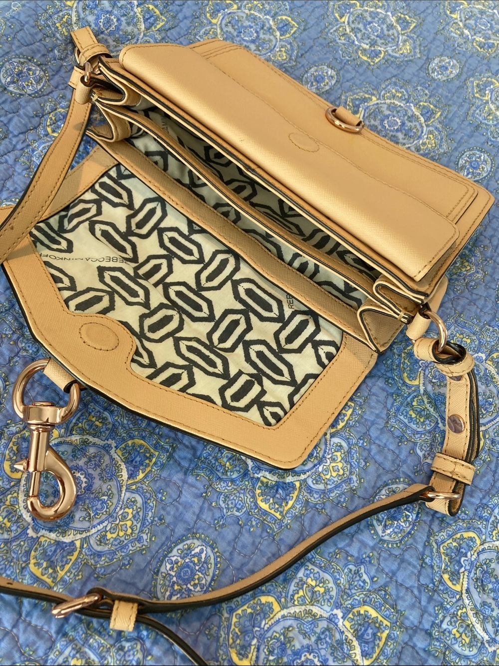 Rebecca Minkoff Cream Leather Crossbody with Gold Hardware